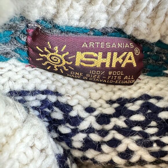 Vintage Artesanias Ishka Sweater Wool Chunky Knit Pullover Made in Ecuador - Picture 5 of 5